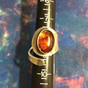 Amber and silver 925 ring.